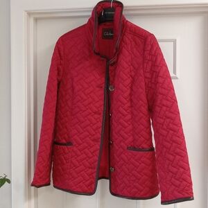Cole Haan Quilted Barn Jacket Red Lightweight Field Coat